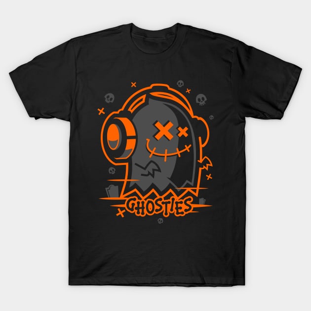 Ghosty Bones Orange T-Shirt by JGhosty